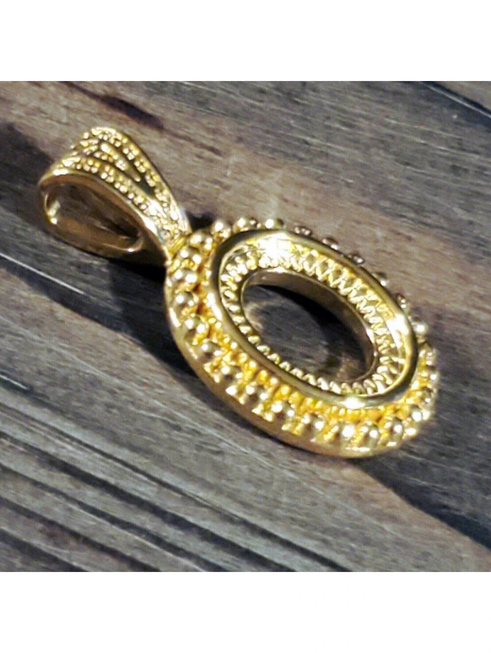 Cabochon Pendant Setting 12x10mm Oval Gold 14K Plated Rope Design